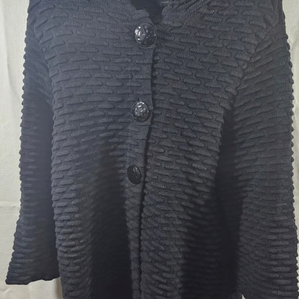 🧤 JM Collection Black Textured Cardigan Sweater